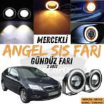 ŞüsCarOto Aksesuar Ford Focus 2.5 2009-2011 Uyumlu Üniversal Mercekli Angel Sis Farı Metal Su Geçirmez 76 mm Turuncu Halkalı Gündüz Farı Angel Eyes 2 Adet