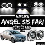 ŞüsCarOto Aksesuar Ford Focus 3 2011-2014 Uyumlu Üniversal Mercekli Angel Sis Farı Metal Su Geçirmez 76 mm Beyaz Halkalı Gündüz Farı Angel Eyes 2 Adet