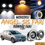 ŞüsCarOto Aksesuar Ford Focus 3 2011-2014 Uyumlu Üniversal Mercekli Angel Sis Farı Metal Su Geçirmez 76 mm Turuncu Halkalı Gündüz Farı Angel Eyes 2 Adet