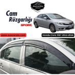 ŞüsCarOto Aksesuar Honda Civic Fb7 2012-2016 Uyumlu Mugen Cam Rüzgarlığı Seti Piano Black 4'lü