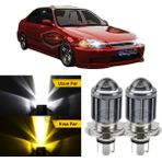 ŞüsCarOto Aksesuar Honda Civic Ies Ek 1996-2000 Uyumlu Mercekli Far Ampulü LED Xenon Çift Renk Sarı-Beyaz Far Şimşek Etkili Csp LED Lamba Uzun Kısa 2 Adet Takım
