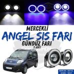 ŞüsCarOto Aksesuar Peugeot Bipper 2008-2022 Uyumlu Üniversal Mercekli Angel Sis Farı Metal Su Geçirmez 76 mm Mavi Halkalı Gündüz Farı Angel Eyes 2 Adet