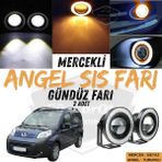 ŞüsCarOto Aksesuar Peugeot Bipper 2008-2022 Uyumlu Üniversal Mercekli Angel Sis Farı Metal Su Geçirmez 76 mm Turuncu Halkalı Gündüz Farı Angel Eyes 2 Adet