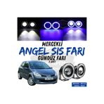 ŞüsCarOto Aksesuar Renault Clio 3 2005-2013 Uyumlu Mercekli Angel Sis Farı Metal 76 mm Mavi Halkalı Gündüz Farı 2 Adet