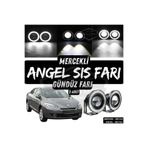 ŞüsCarOto Aksesuar Renault Fluence 2009-2016 Uyumlu Mercekli Angel Sis Farı Metal 76 mm Beyaz Halkalı Gündüz Farı 2 Ad