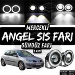 ŞüsCarOto Aksesuar Renault Megane 2 2003-2008 Uyumlu Üniversal Mercekli Angel Sis Farı Metal Su Geçirmez 76 mm Beyaz Halkalı Gündüz Farı Angel Eyes 2 Adet