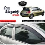 ŞüsCarOto Aksesuar Renault Megane 2 Hb 2003-2008 Uyumlu Mugen Cam Rüzgarlığı Seti Piano Black 4'lü