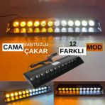 ŞüsCarOto Aksesuar S12 Cam Içi Vantuzlu Ambulans Itfaiye Çakar Lamba Ikaz Lambası 12 Ledli 12 Farklı Mod Sarı Beyaz Çakmaklık Girişli