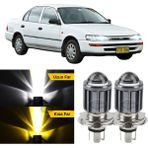 ŞüsCarOto Aksesuar Toyota Corolla AE101 Efsane Kasa 1991-1998 Uyumlu Mercekli Far Ampulü LED Xenon Çift Renk Sarı-Beyaz Far Şimşek Etkili Csp LED Lamba Uzun Kısa 2 Adet Takım