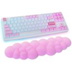 Sushret Cloud Bilek Dinlenme Klavyesi, PU Deri Hafızalı Köpüklü Pembe Bulut Avuç İçi Dinlenme Bilek Desteği ve Kol Dayanağı için Sevimli Klavye Desteği, PC Oyun/El Yastığı/Bilgisayar/Ofis için Masa