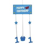 SüSLe Bebek ve Parti 1 Yaş Pastalı Keçe Avize Süs - Mavi - 57,00 Cm.