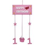 SüSLe Bebek ve Parti 1 Yaş Pastalı Keçe Avize Süs - Pembe - 57,00 Cm.