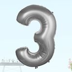 SüSLe Bebek ve Parti 3 Yaş Rakam Folyo Balon, 100 Cm - Gümüş Çok Renkli