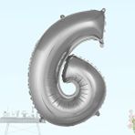 SüSLe Bebek ve Parti 6 Yaş Rakam Folyo Balon, 100 Cm - Gümüş Çok Renkli