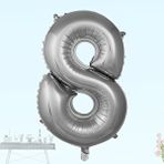 SüSLe Bebek ve Parti 8 Yaş Rakam Folyo Balon, 100 Cm - Gümüş Çok Renkli