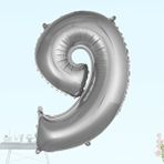 SüSLe Bebek ve Parti 9 Yaş Rakam Folyo Balon, 100 Cm - Gümüş Çok Renkli