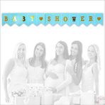 SüSLe Bebek ve Parti Baby Shower Altın Baskılı Bayrak Flama, 2 Mt - Mavi Çok Renkli