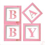 SüSLe Bebek ve Parti Baby Yazılı Şeffaf Balon Kutusu, 30cm X 4 Adetli Set - Pembe