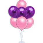 SüSLe Bebek ve Parti Balon Standlı, 7 Adet - Metalik Pembe Ve Mor Balon