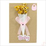 SüSLe Bebek ve Parti Bebek Buketi, 15cm X 10cm Kartlıklı Magnet - Pembe, 1 Adet Çok Renkli