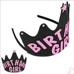 SüSLe Bebek ve Parti Birthday Girl Taç, Siyah - Pembe