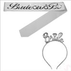 SüSLe Bebek ve Parti Bride To Be Kuşak Bride Metal Taç Seti - Gümüş