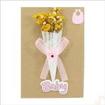 SüSLe Bebek ve Parti Buketi, 15cm x 10cm Kartlıklı Magnet - Pembe, 1 Adet