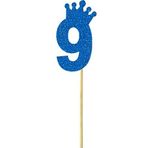 SüSLe Bebek ve Parti Eva Simli Rakam Pasta Süsü, 19cm x 7,5cm - 1 Adet Mavi 9