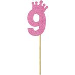 SüSLe Bebek ve Parti Eva Simli Rakam Pasta Süsü, 19cm x 7,5cm - 1 Adet Pembe 9