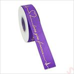 SüSLe Bebek ve Parti Grogren Kurdele Love You Altın Baskılı, 2,5cm X 23mt - Mor Çok Renkli