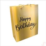 SüSLe Bebek ve Parti Happy Birthday Altın Karton Çanta, 32 X 26 X 10 Cm - 1 Adet