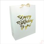 SüSLe Bebek ve Parti Happy Birthday Beyaz Karton Çanta, 32 X 26 X 10 Cm - 1 Adet