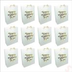 SüSLe Bebek ve Parti Happy Birthday Beyaz Karton Çanta, 32 X 26 X 10 Cm - 12 Adet