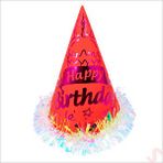 SüSLe Bebek ve Parti Hologram Happy Birthday Şapka, 24cm X 1 Adet - Kırmızı Çok Renkli