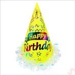 SüSLe Bebek ve Parti Hologram Happy Birthday Şapka, 24cm X 1 Adet - Sarı