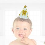 Süsle Bebek ve Parti İlk Diş Simli Eva Külah Şapka - Beyaz