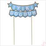 SüSLe Bebek ve Parti İyi Ki Doğdun Banner Pasta SüSü, Mavi Altın - 22cm x 18cm