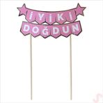 SüSLe Bebek ve Parti İyi Ki Doğdun Banner Pasta SüSü, Pembe Gümüş - 22cm x 18cm
