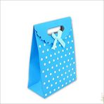 SüSLe Bebek ve Parti Karton Çanta-PUANTİYELİ-Cırtlı Fiyonklu-(26 x 19 x 9) cm. MAVİ