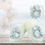 SüSLe Bebek ve Parti Lohusa Terlik Ve Taç Seti, Fiyonklu Gümüş Çok Renkli