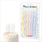 Süsle Bebek ve Parti Makaron Renkli Spiral Ince Pasta Mumu 14 cm - 6 Adet - 1 Adet