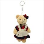 SüSLe Bebek ve Parti Pelüş Kıyafetli Ayıcık Anahtarlık, 13 X 8,5 Cm - Kız Model Çok Renkli