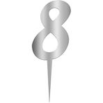 SüSLe Bebek ve Parti Pleksi Rakam Pasta Süsü, 12,5cm x 5cm - 1 Adet Gümüş 8