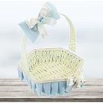 Süsle Bebek ve Parti Saplı Altıgen Kumaş Sepet, 32 cm, Büyük Boy, Mavi