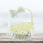 SüSLe Bebek ve Parti Saplı Oval Kumaş Sepet, 36 cm, Orta Boy, Krem