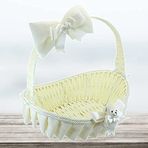 SüSLe Bebek ve Parti Saplı Oval Kumaş Sepet, 41 cm, Büyük Boy, Krem