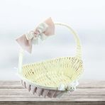 SüSLe Bebek ve Parti Saplı Oval Kumaş Süslü Sepet, 36 Cm, Orta Boy, Pembe Çok Renkli