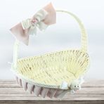 SüSLe Bebek ve Parti Saplı Oval Kumaş Süslü Sepet, 41 Cm, Büyük Boy, Pembe Çok Renkli