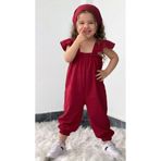 Süslüm Kids Müslin Kumaş Kız Tulum %100 Pamuk Kırmızı