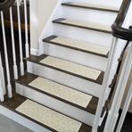 SussexHome Damla Tasarım 22,86 cm X 71,12 cm Merdiven Basamakları - İç Mekan Merdivenleri için %70 Pamuk Kaymaz Halı Şeritleri - Çift Yapışkanlı Bant ile Kolay Kurulum - Ekstra Kavrama, 13'lü Paket - Muz Krem Sarı